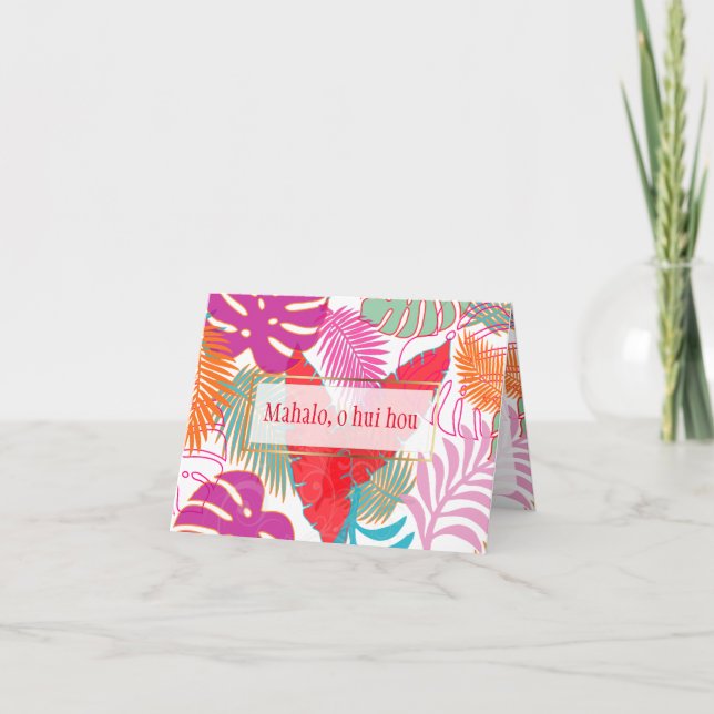 Tarjeta De Agradecimiento PixDezines mahalo/selva tropical/DIY txt/fondo (Anverso)
