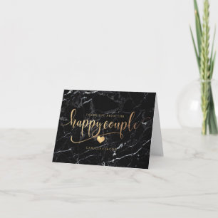 Tarjeta De Agradecimiento PixDezines Marble+Faux Gold/Happy Couple Gracias