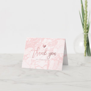 Tarjeta De Agradecimiento PixDezines Marble Faux Rosa Gold Heart/Gracias
