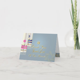 Tarjeta De Agradecimiento PixDezines Pink/Blue Tallits Gracias