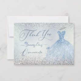 Tarjeta De Agradecimiento PixDezines Quinceanera Dusty Blue Vress