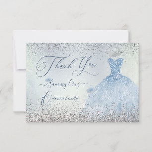 Tarjeta De Agradecimiento PixDezines Quinceanera Dusty Blue Vress