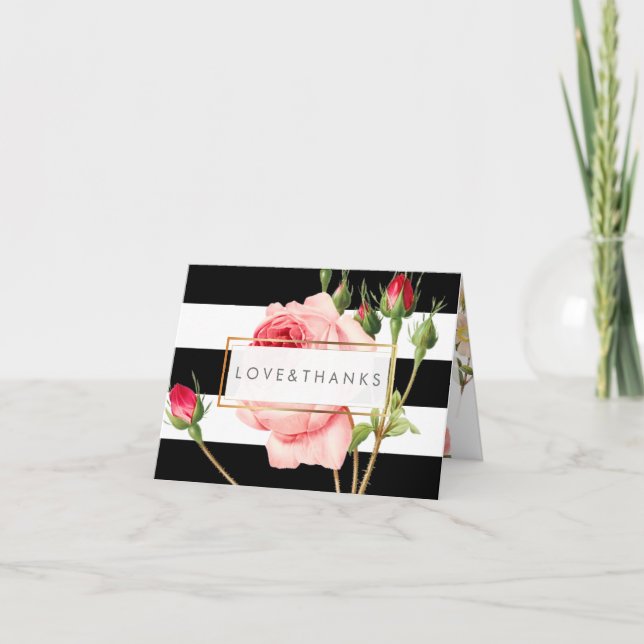 Tarjeta De Agradecimiento PixDezines Rosas Vintage/Redoute/Gracias (Anverso)