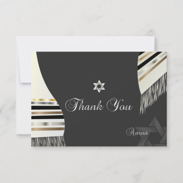 Tarjeta De Agradecimiento PixDezines tallit mitzvah (Anverso)
