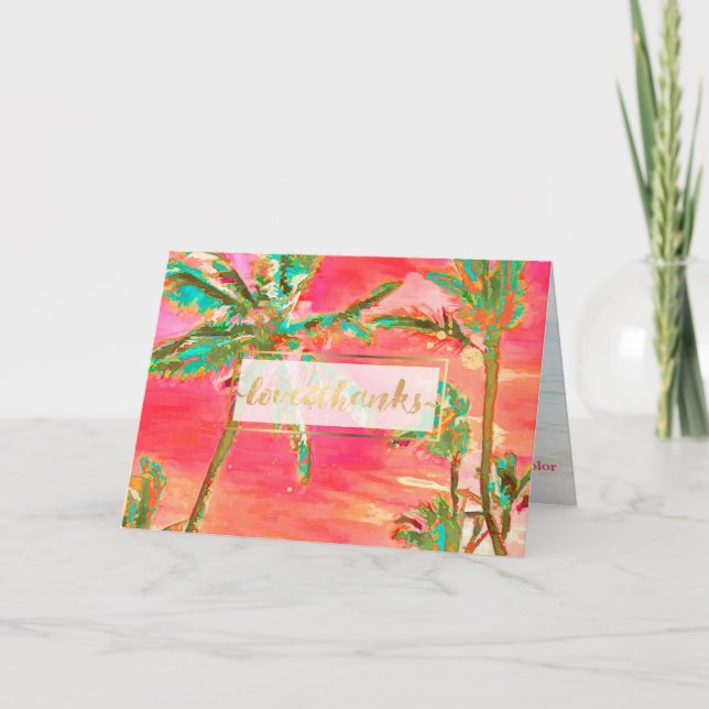 Tarjeta De Agradecimiento PixDezines Vintage Hawaii/Gracias (Anverso)