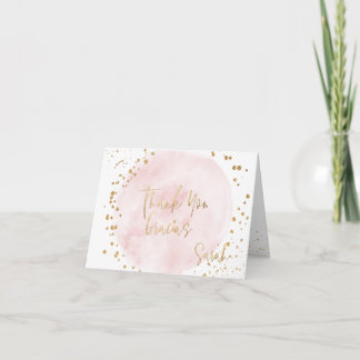 Tarjeta De Agradecimiento PixDezines Watercolor Blush Pink Gold Bat Mitzvah
