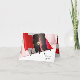 Tarjeta De Agradecimiento PixDezines Watercolor Mitzvah gracias, Red Black