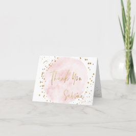 Tarjeta De Agradecimiento PixDezines Watercolor Rubor Pink Gold Bat Mitzvah