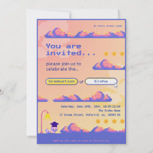 Tarjeta De Agradecimiento Pixel , Retro, Graduación Cuta / Actividad
