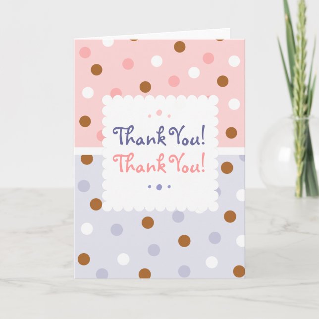 Tarjeta De Agradecimiento Pixie Polka Dots Twin Gracias Notecard (Anverso)