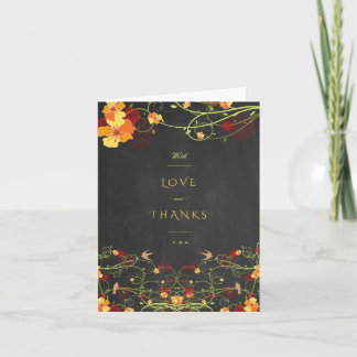 Tarjeta De Agradecimiento Pizarra Floral de Bodas de Hibisco Amarillo Golond