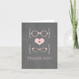 Tarjeta de agradecimiento Pizarra Gafas Geeky Rosa
