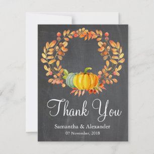 Tarjeta de agradecimiento Pizarra Hojas de otoño C