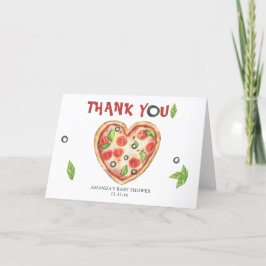 Tarjeta De Agradecimiento pizza corazón acuarela baby shower GRACIAS