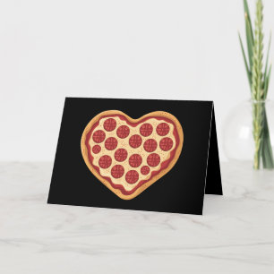 Tarjeta De Agradecimiento Pizza Corazón Formado Lindo Día de San Valentín