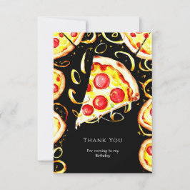 Tarjeta De Agradecimiento Pizza de Cumpleaños Boho Caprichosa