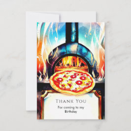 Tarjeta De Agradecimiento Pizza de Cumpleaños con Queso Simple para Fiesta