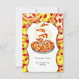 Tarjeta De Agradecimiento Pizza de cumpleaños de acuarela encantada