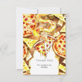 Tarjeta De Agradecimiento Pizza de Cumpleaños para una Fiesta Simple
