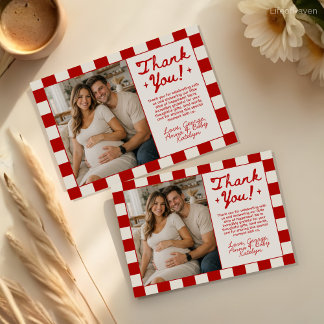 Tarjeta De Agradecimiento Pizza Theme Baby Shower Thank You Card with Photo