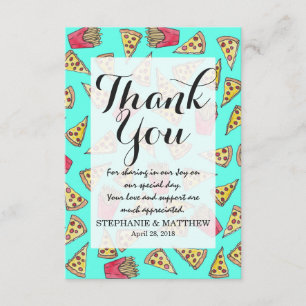 Tarjeta De Agradecimiento Pizzarra de Pepperoni Patatas Fritas Comida Acuare