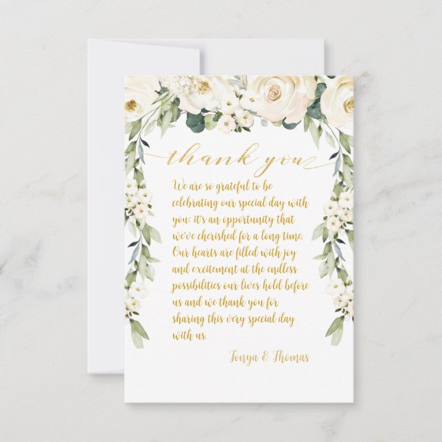 Tarjeta De Agradecimiento Placa de cena de Boda Epiphany White Peony (Anverso)