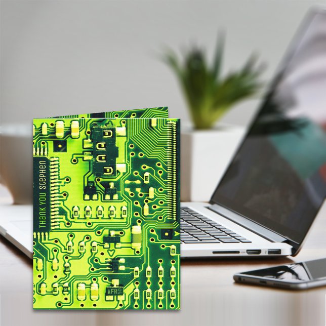 Tarjeta De Agradecimiento Placa de PCB verde, circuito impreso de piezas ele (Subido por el creador)
