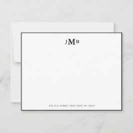 Tarjeta De Agradecimiento Placa formal monogramada clásica en blanco y negro