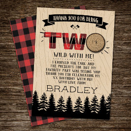 Tarjeta De Agradecimiento Plaid de bosque rústico Leñador Niños Cumpleaños 2