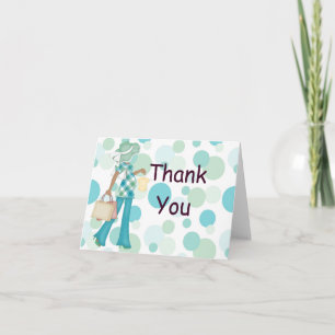Tarjeta De Agradecimiento Plaid Polka Dot Gracias Notecard (AA)