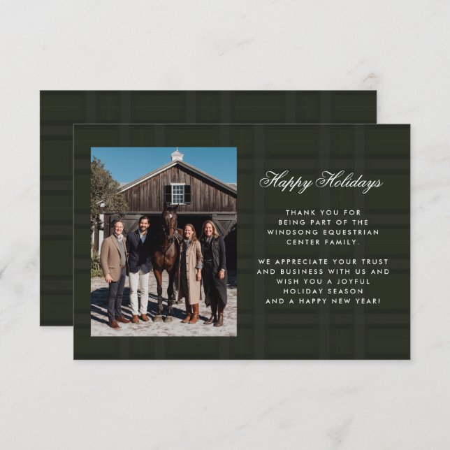 Tarjeta De Agradecimiento Plaid Tartan Equestrian Barn Ranch Business (Anverso / Reverso)