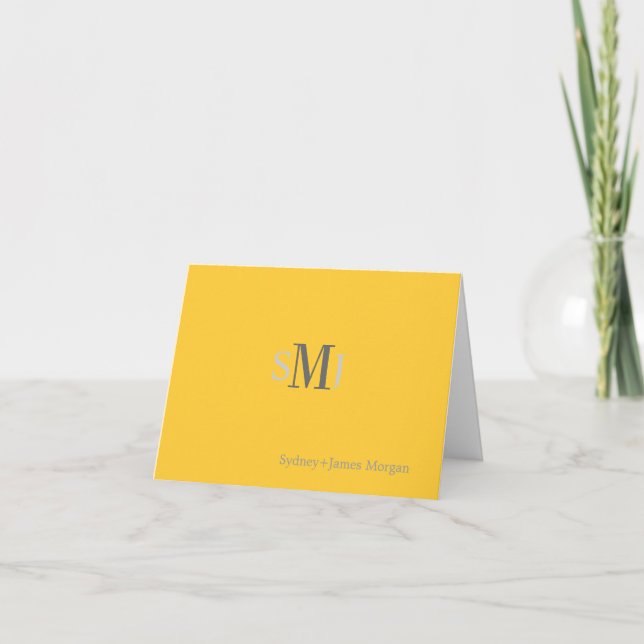 Tarjeta De Agradecimiento Plain Thank You Cards, wedding monogram (Anverso)