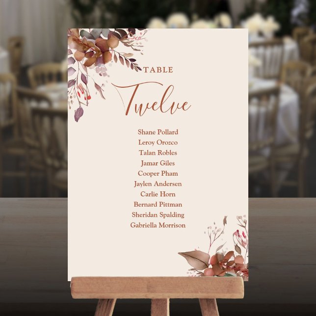 Tarjeta De Agradecimiento Plan de Asientos Floral Rústico Número de Mesa (Rustic Floral Seating Plan Table Number)