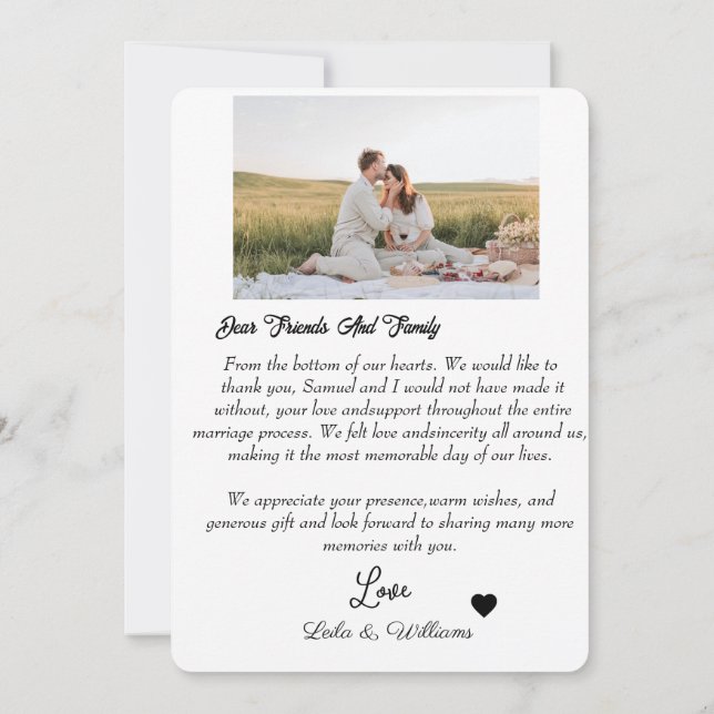 Tarjeta de agradecimiento plana (Reverso)