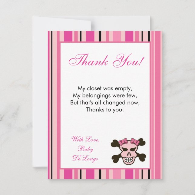 Tarjeta de agradecimiento plana 4x5 chica femenina (Anverso)