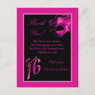 Tarjeta de agradecimiento plana 4x5 Dulces 16 Fies