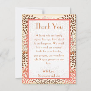 Tarjeta de agradecimiento plana 4x5 floral rosa y 