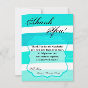 Tarjeta de agradecimiento plana 4x5 Ombre raya azu