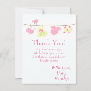 Tarjeta de agradecimiento plana 4x5 Pink Laundry B
