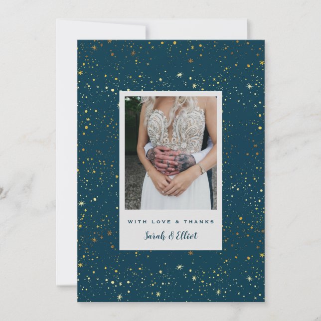 Tarjeta de agradecimiento plana azul marino con es (Anverso)