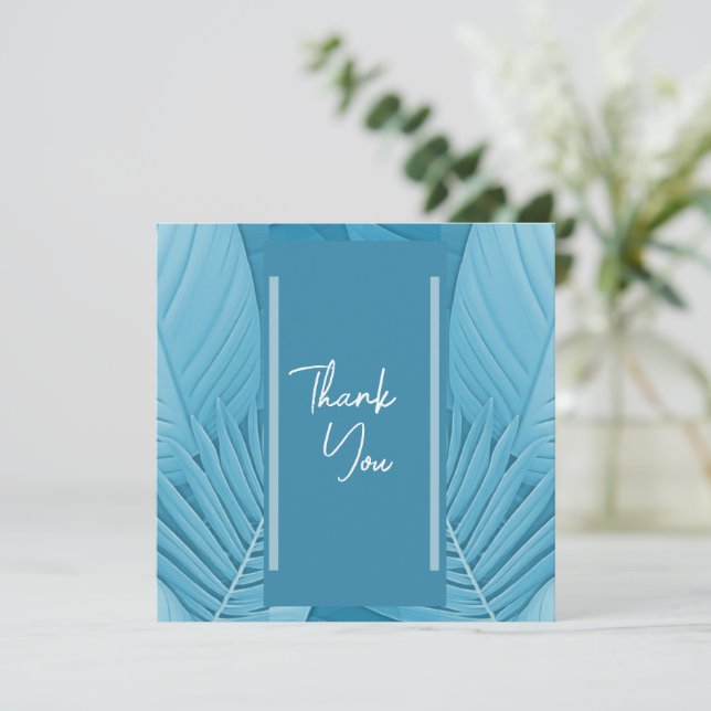 Tarjeta de agradecimiento plana azul tropical (Anverso de pie)