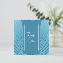 Tarjeta de agradecimiento plana azul tropical
