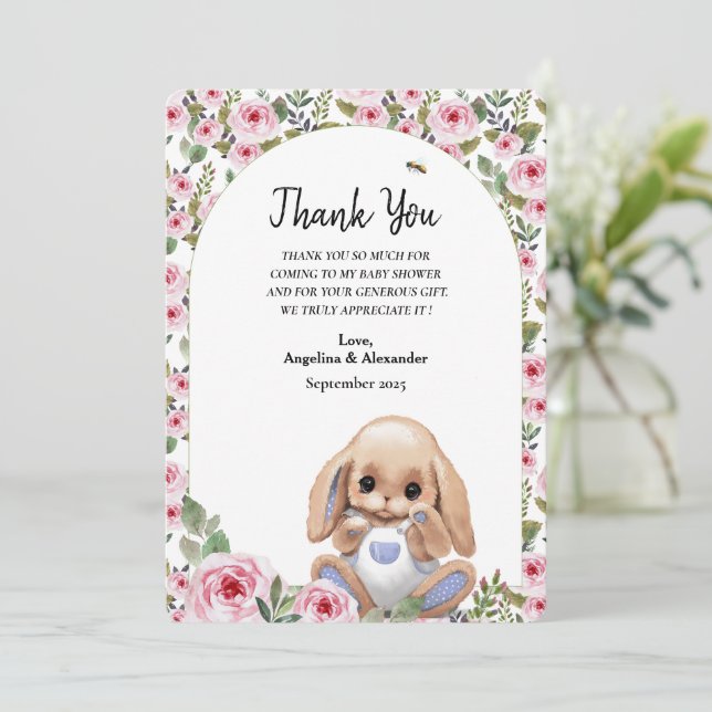 Tarjeta de agradecimiento plana Baby Shower (Anverso de pie)