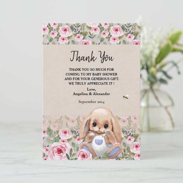 Tarjeta de agradecimiento plana Baby Shower (Anverso de pie)