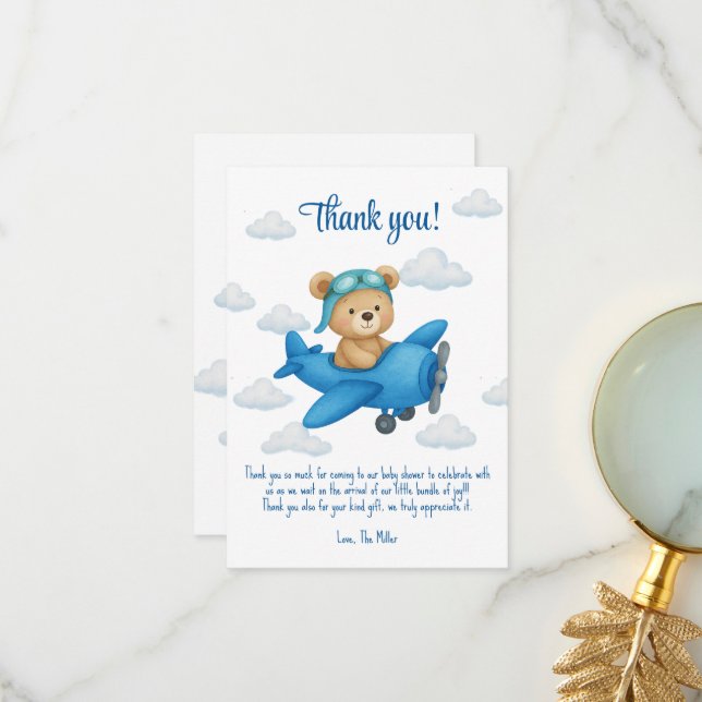 Tarjeta de agradecimiento plana Baby Shower con Os (Anverso/Reverso In Situ)