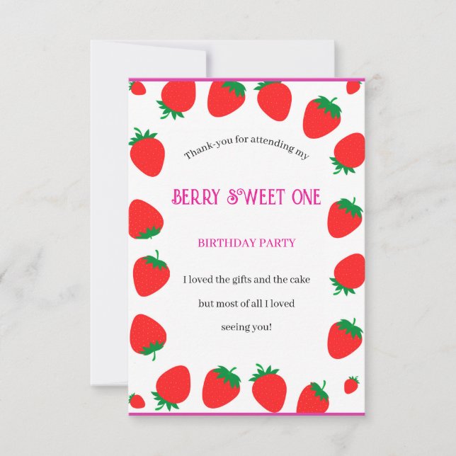 Tarjeta de agradecimiento plana Berry Sweet One ch (Anverso)