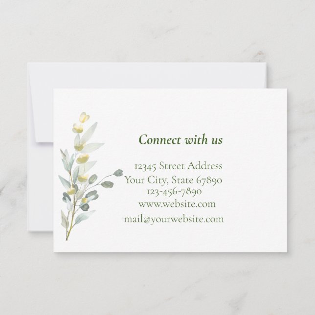 Tarjeta de agradecimiento plana Boho Floral 3,5" x (Reverso)