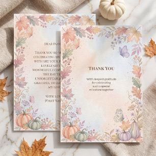 Tarjeta de agradecimiento plana boho otoño