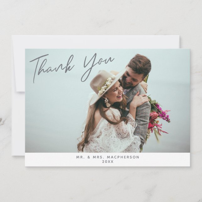 Tarjeta de agradecimiento plana con Boda de guione (Anverso)