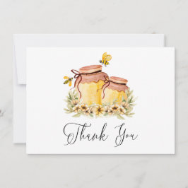 Tarjeta de agradecimiento plana de abeja acuarela 